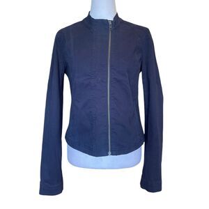 Loft Utility Jacket Mock Neck Navy Blue Womens Size XS